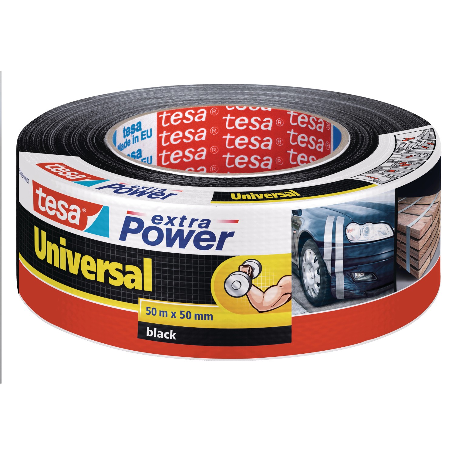 tesa Textilní opravná páska Extra Power Universal, černá, 50 m x 50 mm
