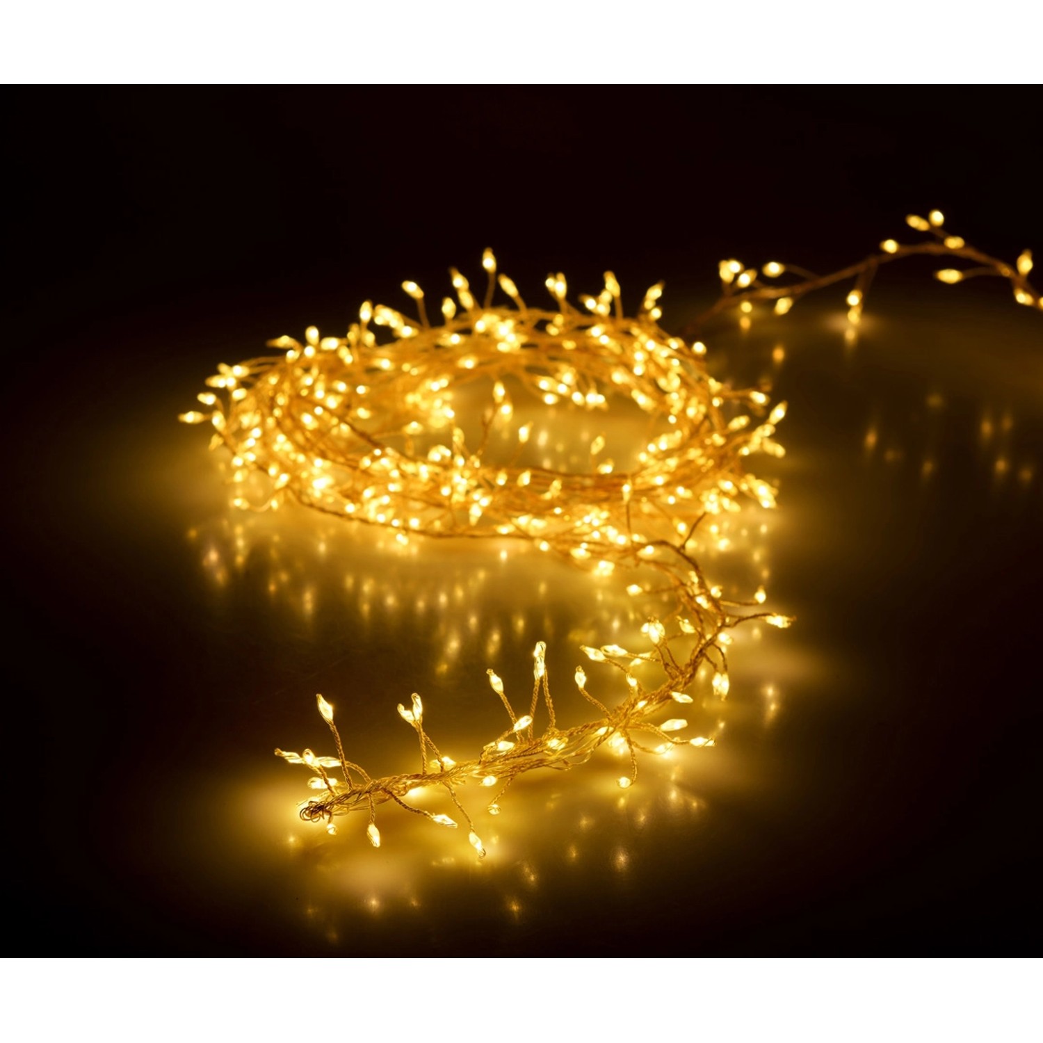 Světelný řetěz ze stříbrného drátu 100 LED, teplá bílá, 100 cm