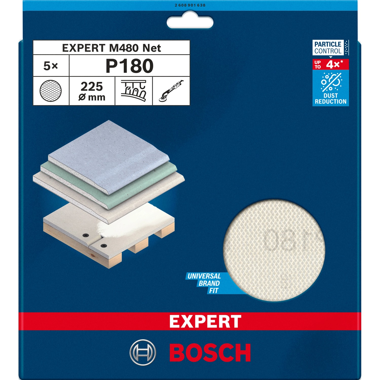 Bosch Brusná mřížka EXPERT M480, P180, pr. 225 mm, 5 ks