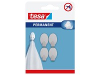 tesa Samolepicí háčky Permanent XS oválné, nerezová ocel, 4 ks