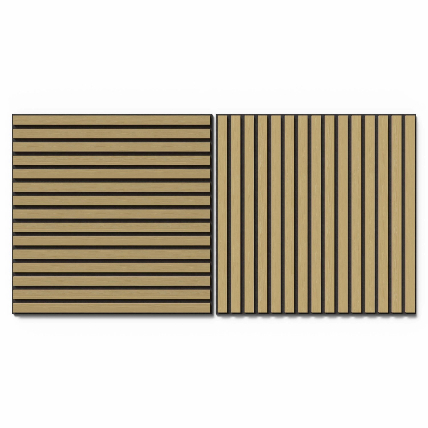Denpanels Akustický panel WOOD Dub přírodní MDF černá plsť 60 x 60 x 2 cm, 2 ks