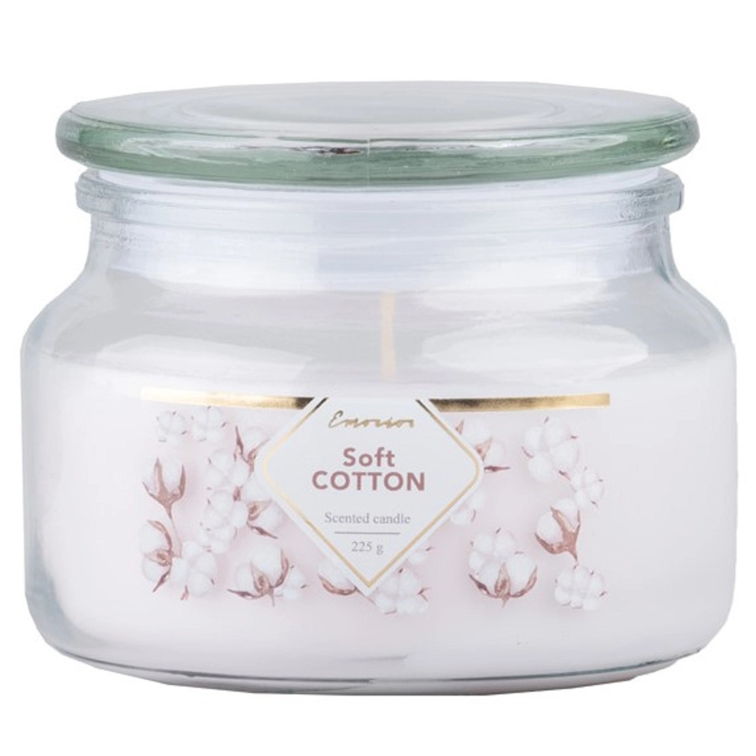 Emocio Vonná svíčka ve skle s víčkem Soft Cotton 100 x 79 mm, 225 g