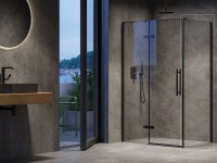 RAVAK Pevná sprchová stěna Cool! COPS, černá + transparent, 80 x 195 cm