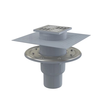 Alcadrain Podlahová vpust 105x105/50/75 mm přímá, mřížka nerez,