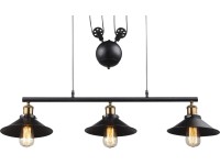 GLOBO Závěsné svítidlo LENIUS, 3x E27, černé-staromosazné, 92 x 22 x 180 cm GLOBO Závěsné svítidlo LENIUS, 3x E27, černé-staromosazné, 92 x 22 x 180 cm