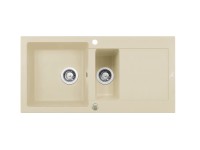 Pyramis Granitový dřez s odkapávačem Mido 1 1/2B 1D, vanilla, 100 x 50 cm