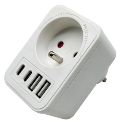 Düwi Zásuvka rozbočovací KAYAK 2xUSB A + 2xUSB C, bílý