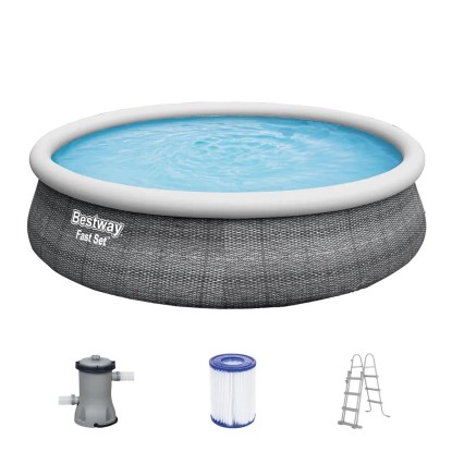 Bestway Bazén Fast Set vč. čerpadla kartuše schůdků ratan pr. 457 x 122 cm