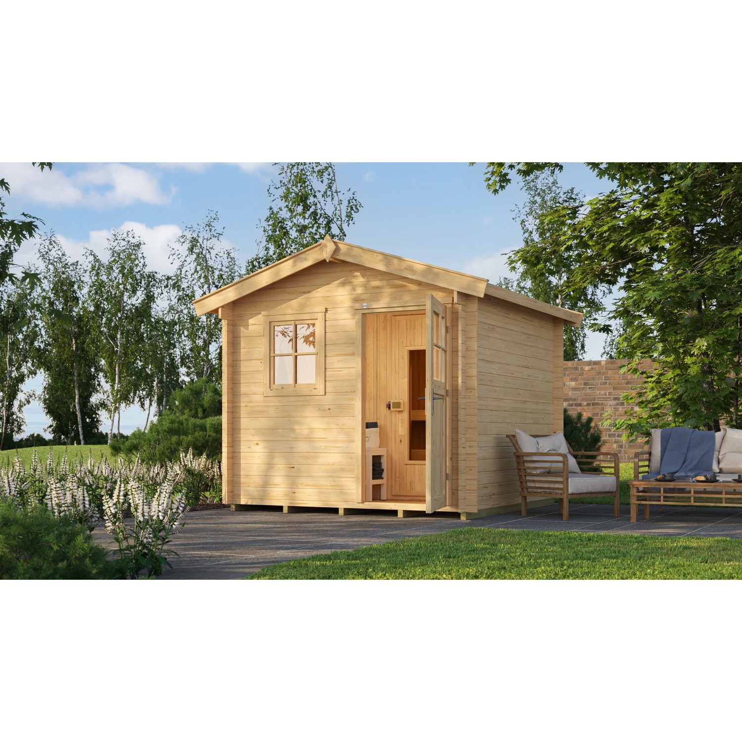 Weka Saunový domek Mikkeli, přírodní, 300 x 284 x 251 cm + Kompakt 9 kW