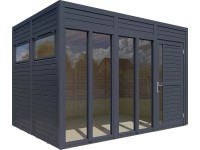 Bertilo Dřevěný domek na nářadí Cubus 3 Office, antracitová, 337 x 234 cm Bertilo Dřevěný domek na nářadí Cubus 3 Office, antracitová, 337 x 234 cm