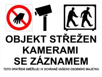 Tabulka Objekt střežen kamerami