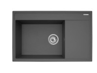 Pyramis Granitový dřez s odkapávačem Camea 1B 1D, iron grey LH, 79 x 50 cm
