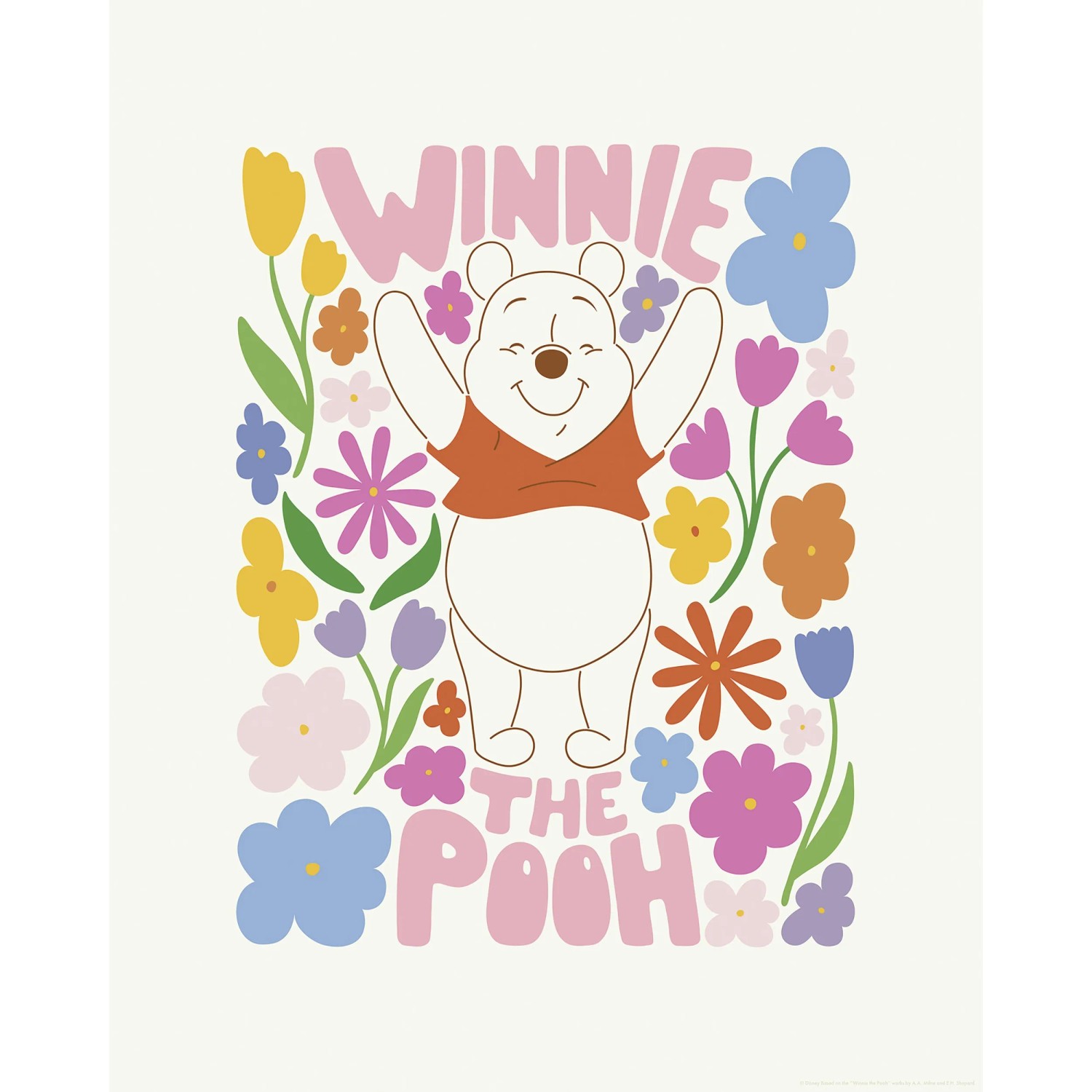 Komar Plakát Disney Winnie the Pooh Happy Botanical 40 x 50 cm