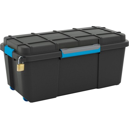 Úložný box Scuba L se silikonovým kroužkem ve víku a 4 kolečky černý