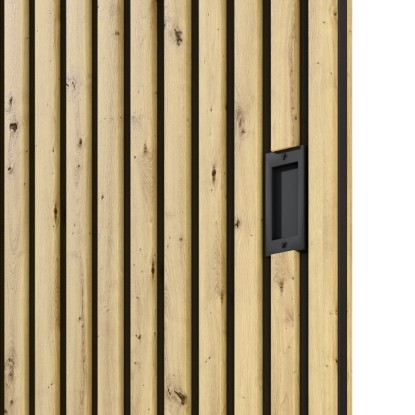Radex posuvné dveře akustický panel Lamette, 95x210 cm, s lamelami a černou rukojetí.