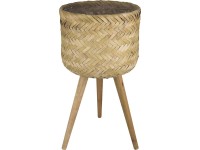 Květináč z bambusu s dřevěnými nožičkami s PE sáčkem, přírodní 28 x 54 cm