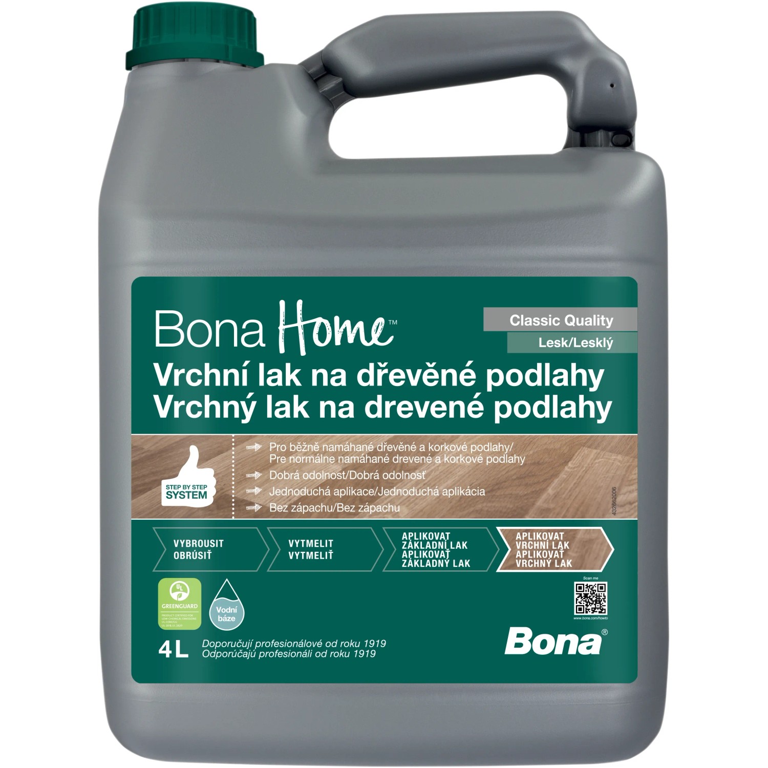 Bona Home Vrchní lak na dřevěné podlahy lesklý 4 l