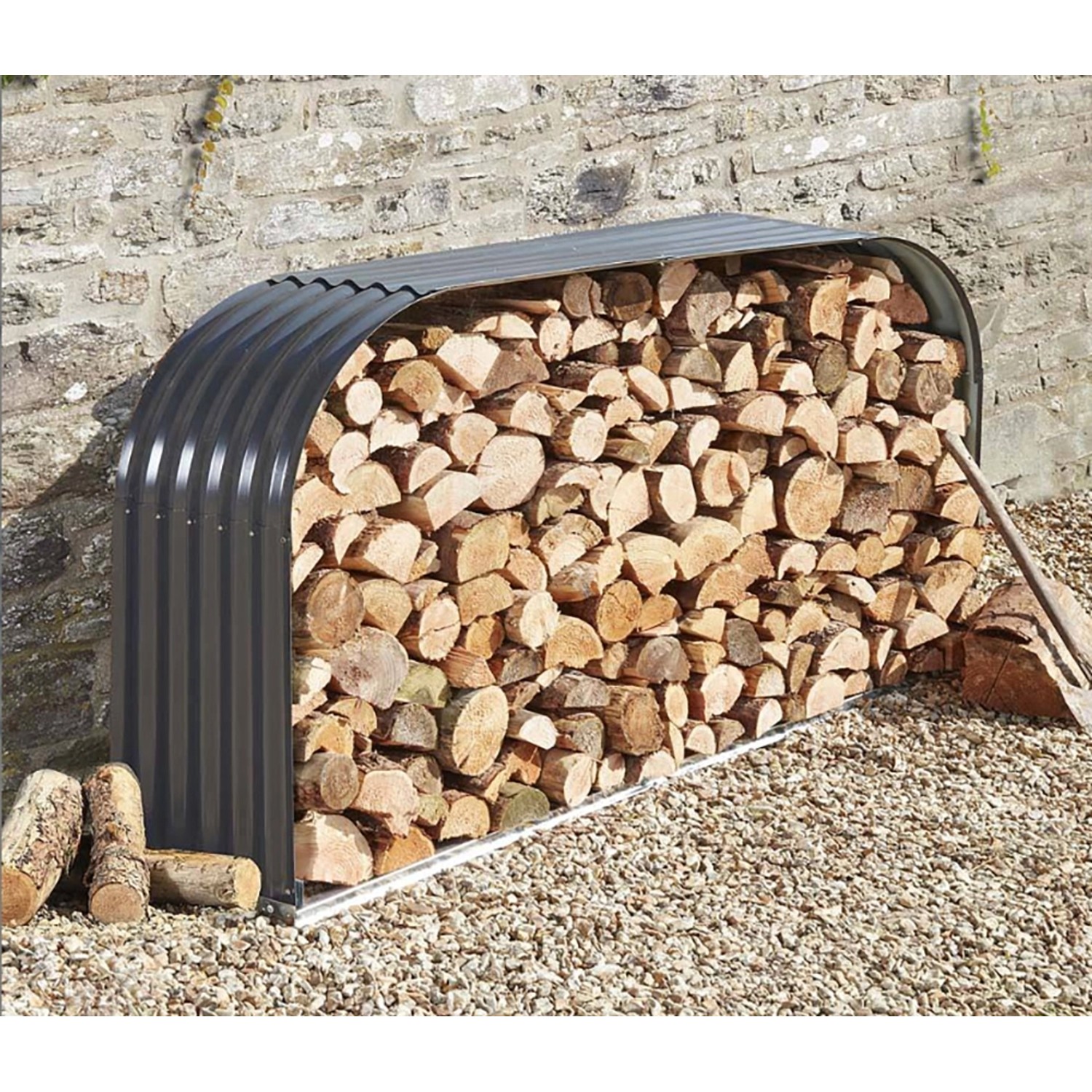 Floraworld Přístřešek na dříví s plochým obloukem antracitový