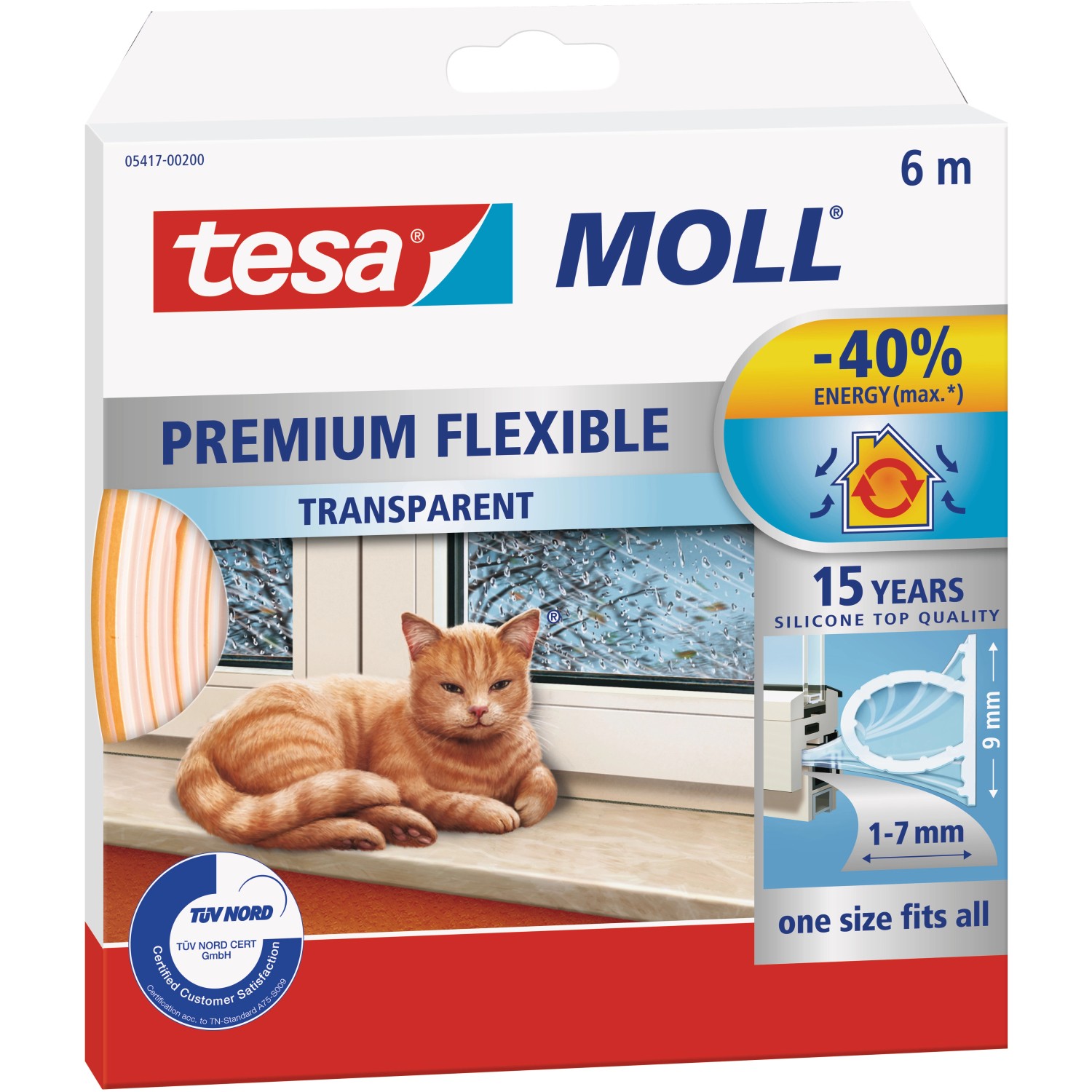 tesa Silikonové těsnění pro dveře a okna tesamoll Premium Flexible, transp., 6 m