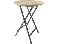 Dřevěný vysoký stolek, přírodní smrk/kovový rám, pr. 78 x 110 cm
