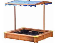 dobar Dřevěné pískoviště s nastavitelnou střechou 112 x 112 x 112 cm dobar Dřevěné pískoviště s nastavitelnou střechou 112 x 112 x 112 cm