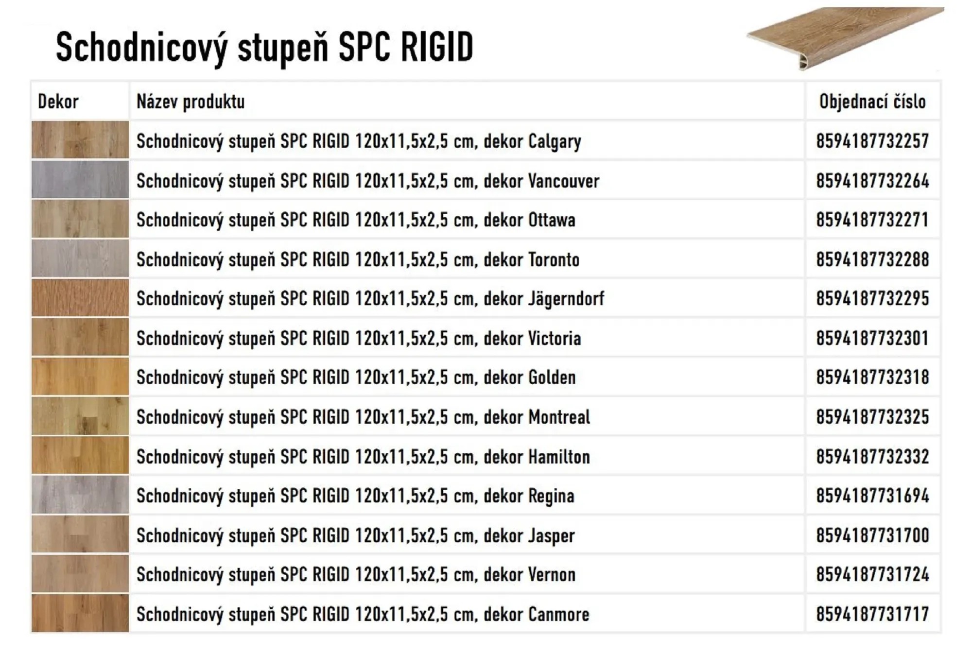 Egibi schodnicov stupe spc rigid dekor toronto 115 x 25 x 1200 mm