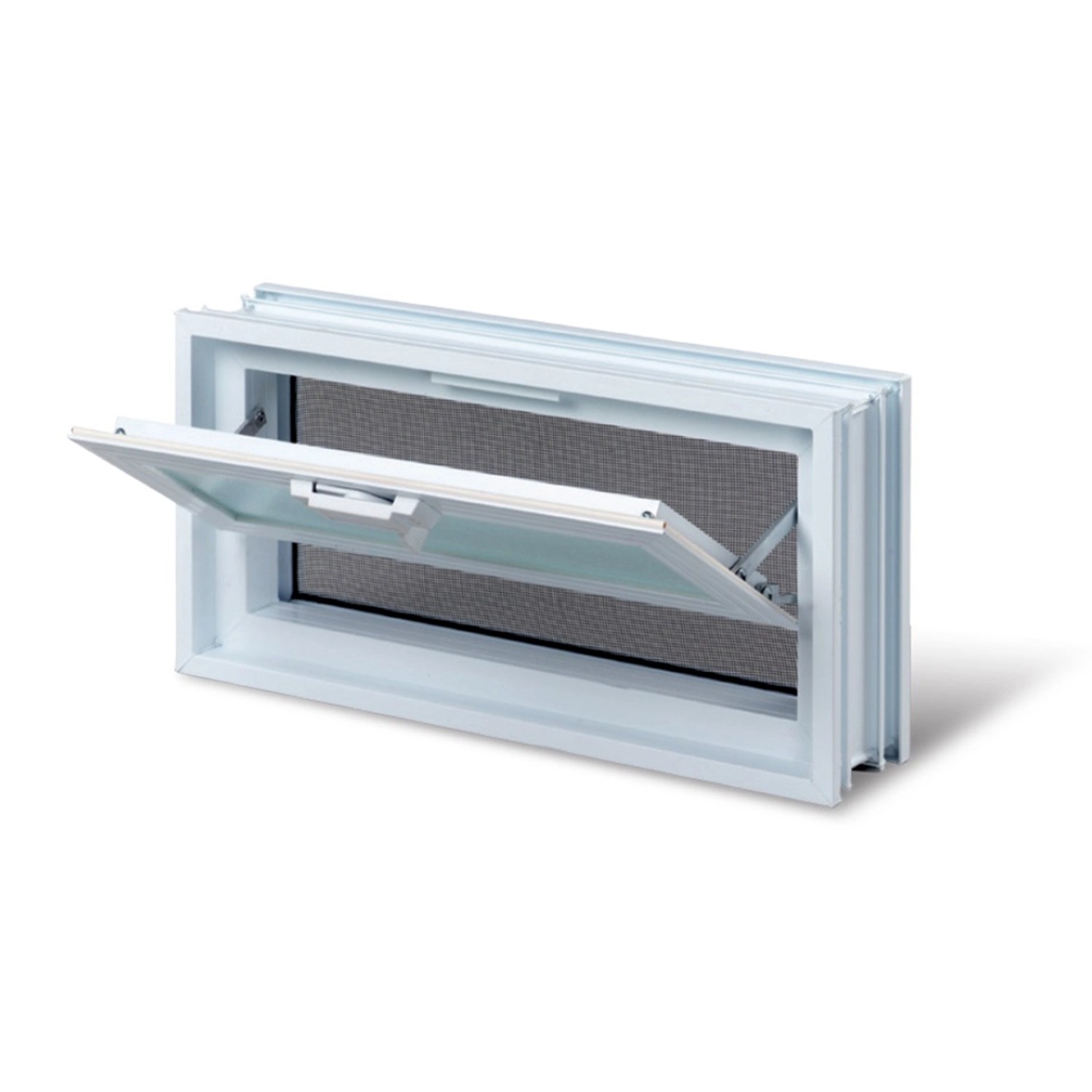 Okno větrací plastové, bílé, 38 x 19 x 8 cm