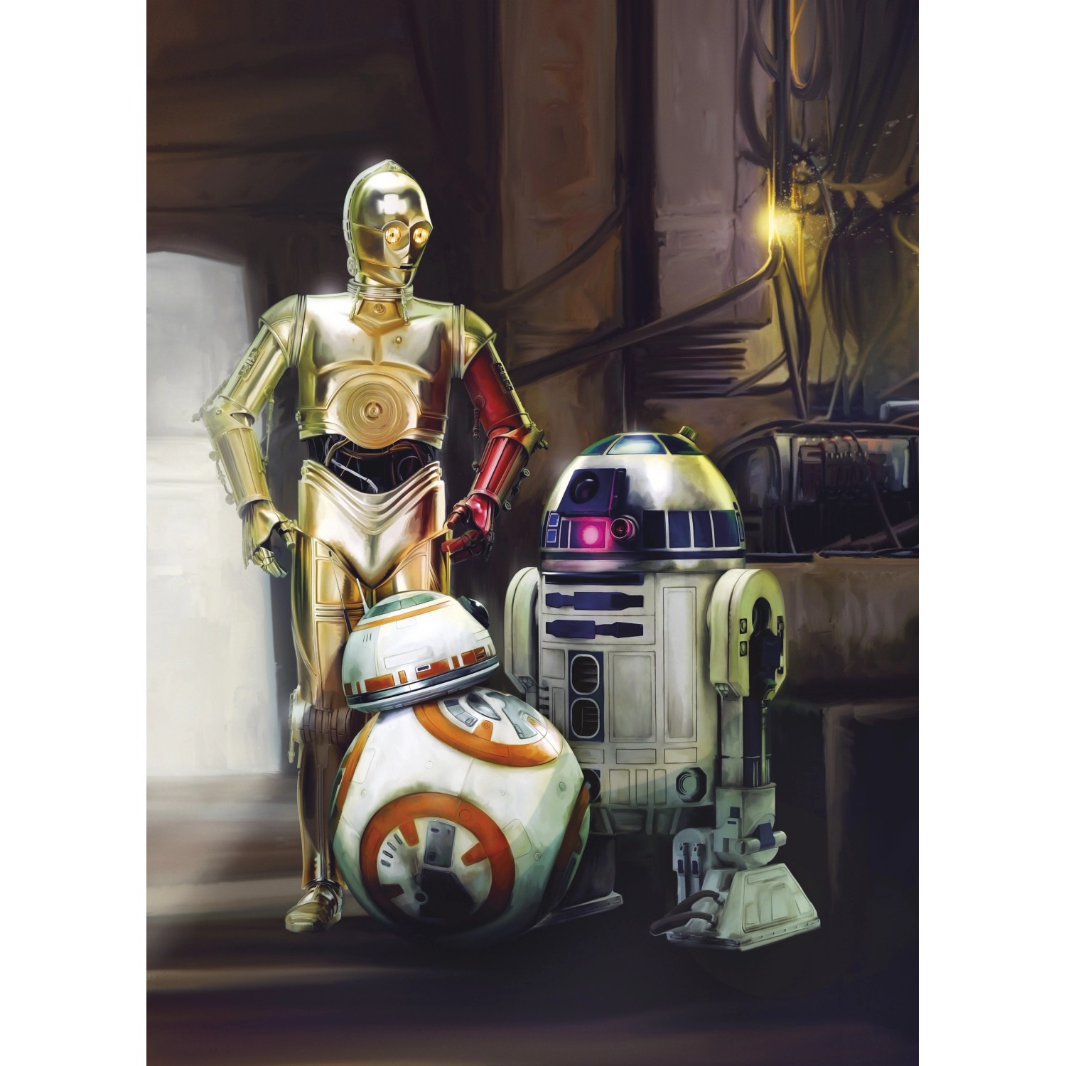 Komar Papírová fototapeta STAR WARS Three Droids, 184 x 254 cm