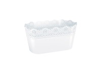Prosperplast Truhlík s krajou LACE bílý, 28,5 x 13,5 x 15,5 cm