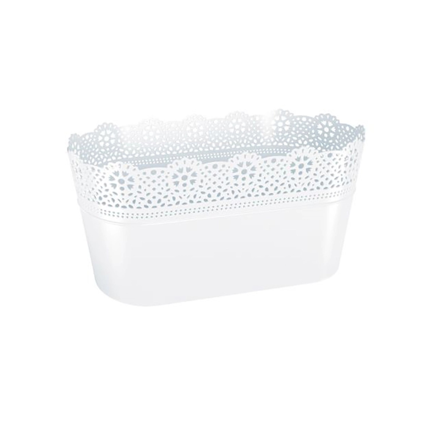 Prosperplast Truhlík s krajou LACE bílý, 28,5 x 13,5 x 15,5 cm