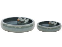 Pítko pro ptáky keramické šedé glazované 24 x 5,5 cm