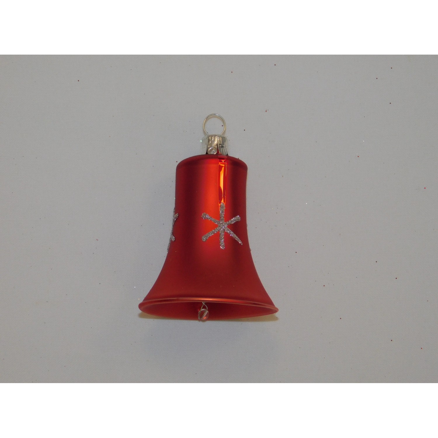 ONREX Vánoční ozdoba skleněná zvonek červený hvězdičky 5,5 cm