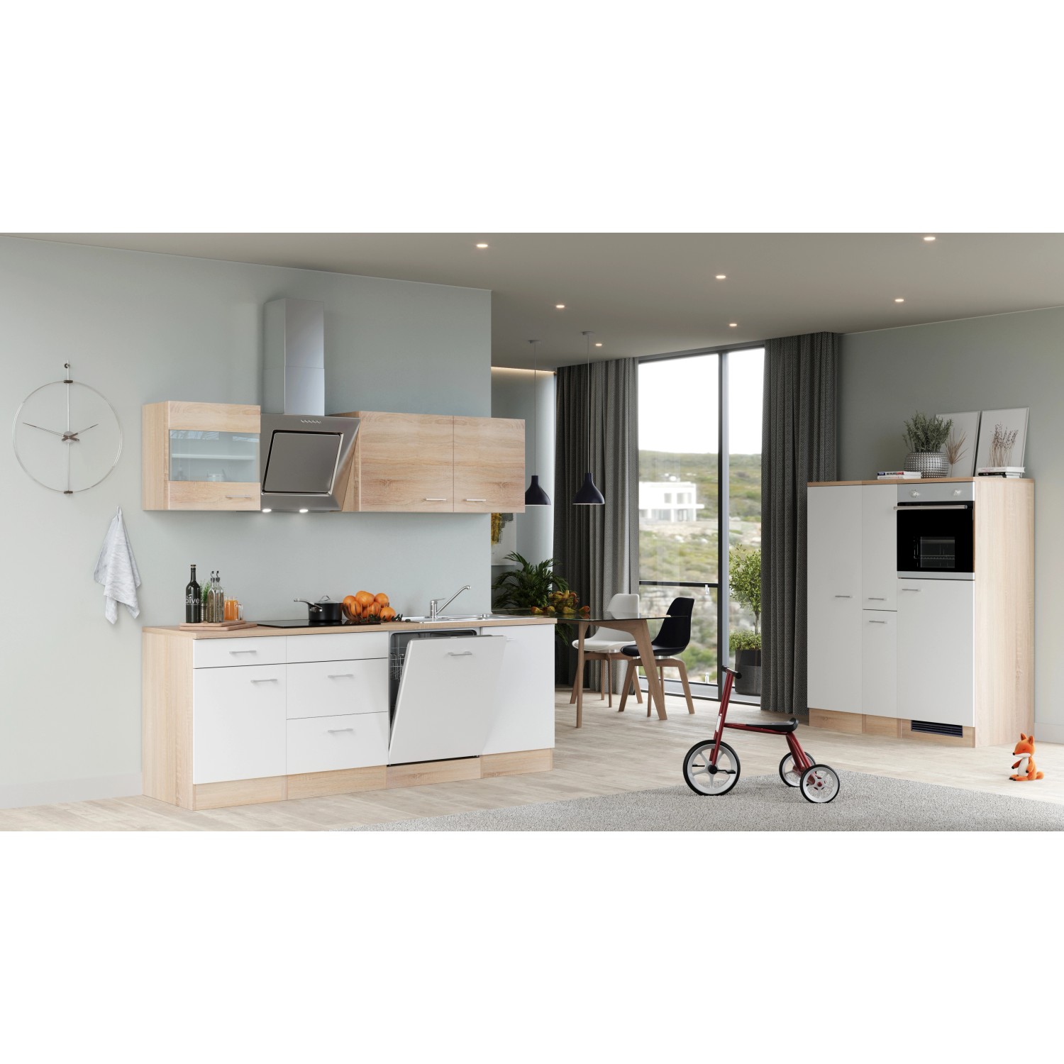 Flex-Well Kuchyně Florida 360 cm/typ 4-lednice/trouba/varná deska/myčka/digestoř