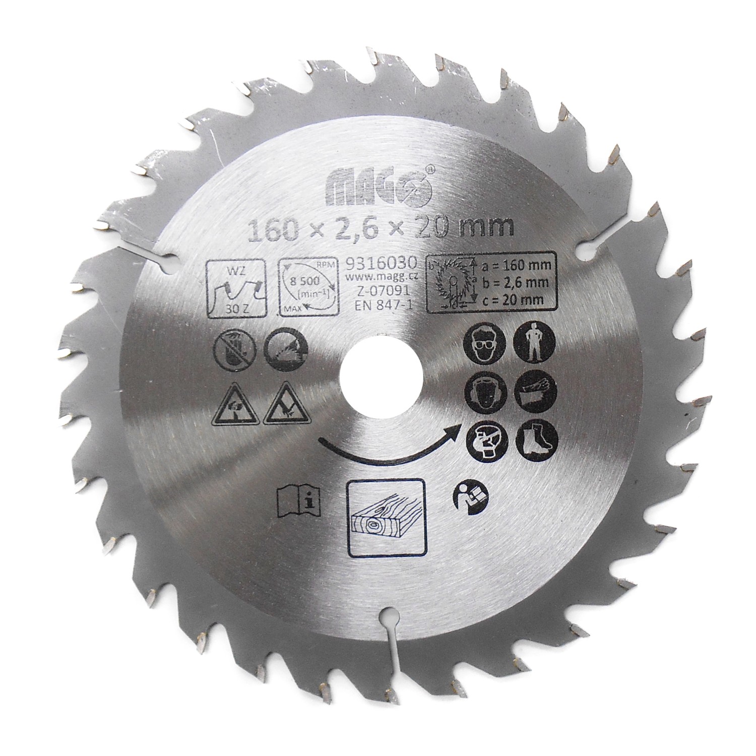 Magg Pilový kotouč 160 x 2,6 x 20 mm / 30 zubů střídavě šikmé