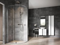 RAVAK Sprchový kout Nexty NSKK3, lesklý chrom + transparent, 80 x 80 x 195 cm