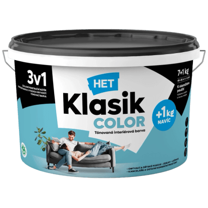 HET Klasik COLOR Tónovaná interiérová barva KC 0477 modrý karibik, 7 + 1 kg