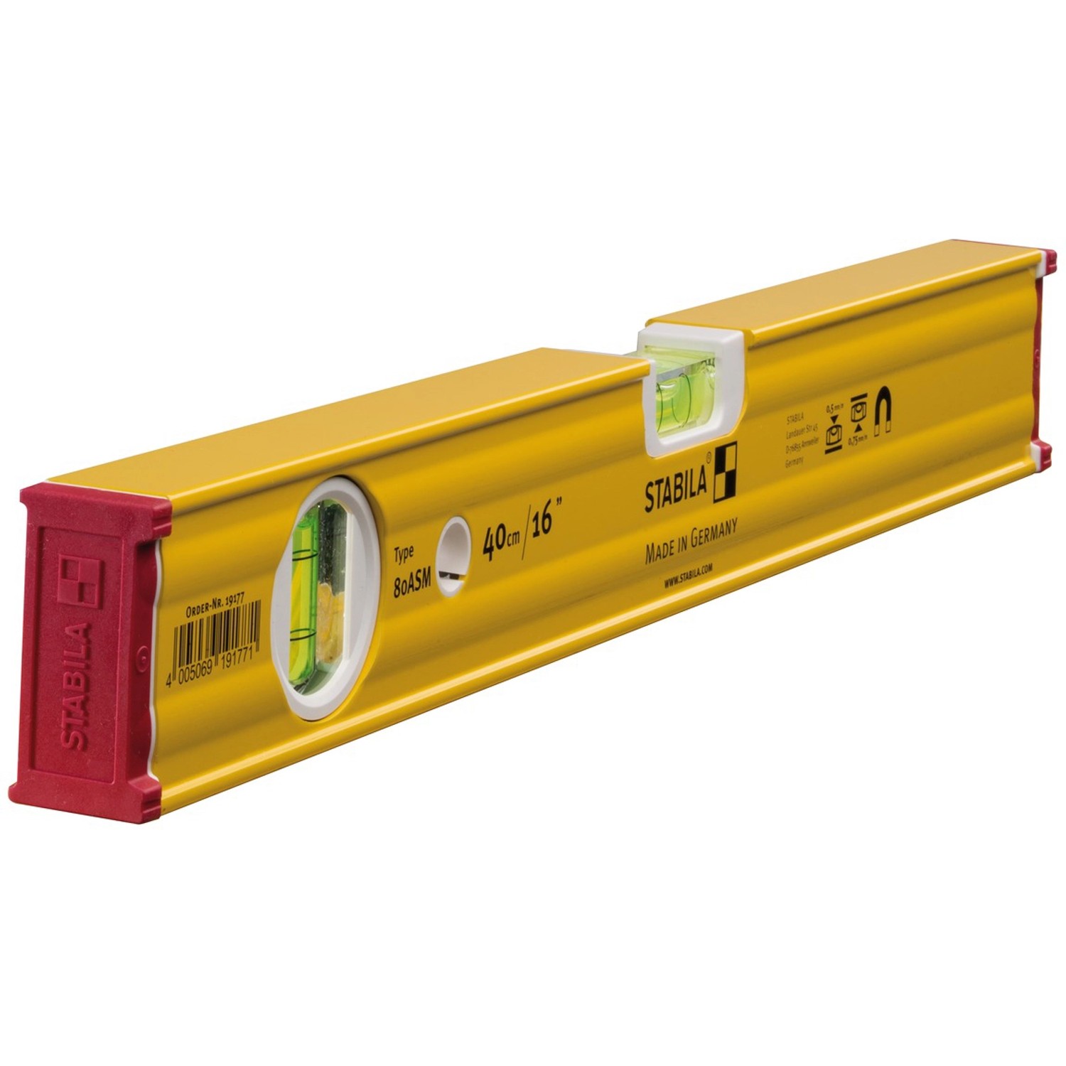 STABILA Magnetická vodováha, typ 80 ASM, 2x libela, 40 cm