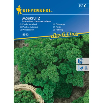 Balíček semen petrželky 'Moskrul 2', kadeřavá odrůda pro zahradu.