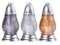 Bolsius Hřbitovní skleněná lampa různé barvy, 24,5 cm + svíčka, 20 h, 65 g