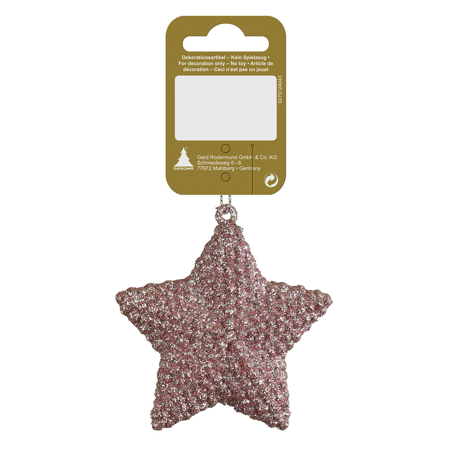 GEROMA Vánoční ozdoba hvězda plastová růžová 7,5 cm