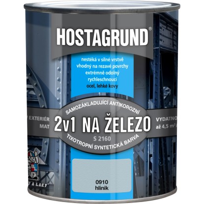 Hostagrund Základní i vrchní barva 2v1 na železo S2160, 0910 hliník, 600 ml