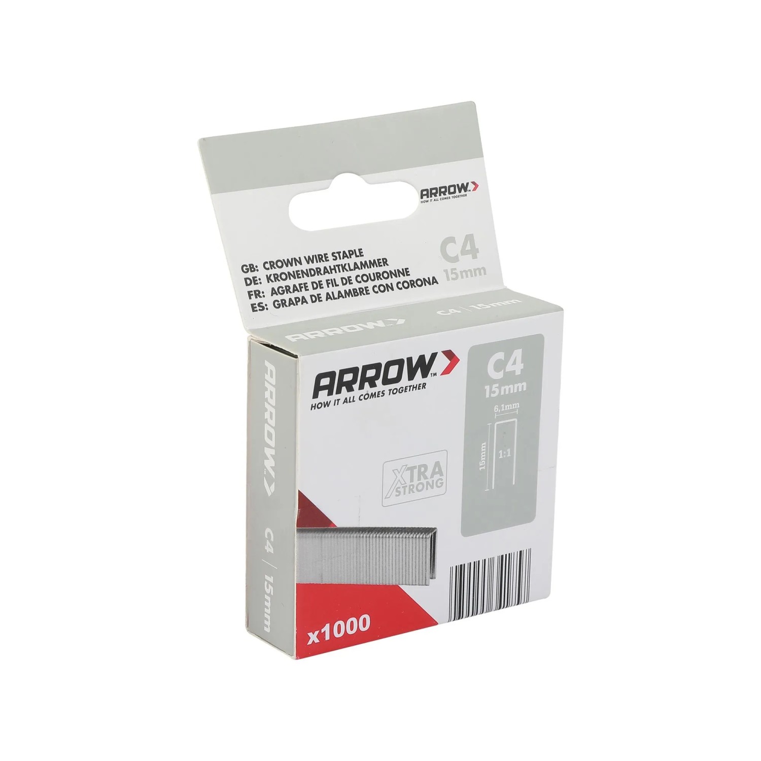 Arrow Úzké drátěné sponky do sponkovačky C4, délka 15 mm, 1000 ks