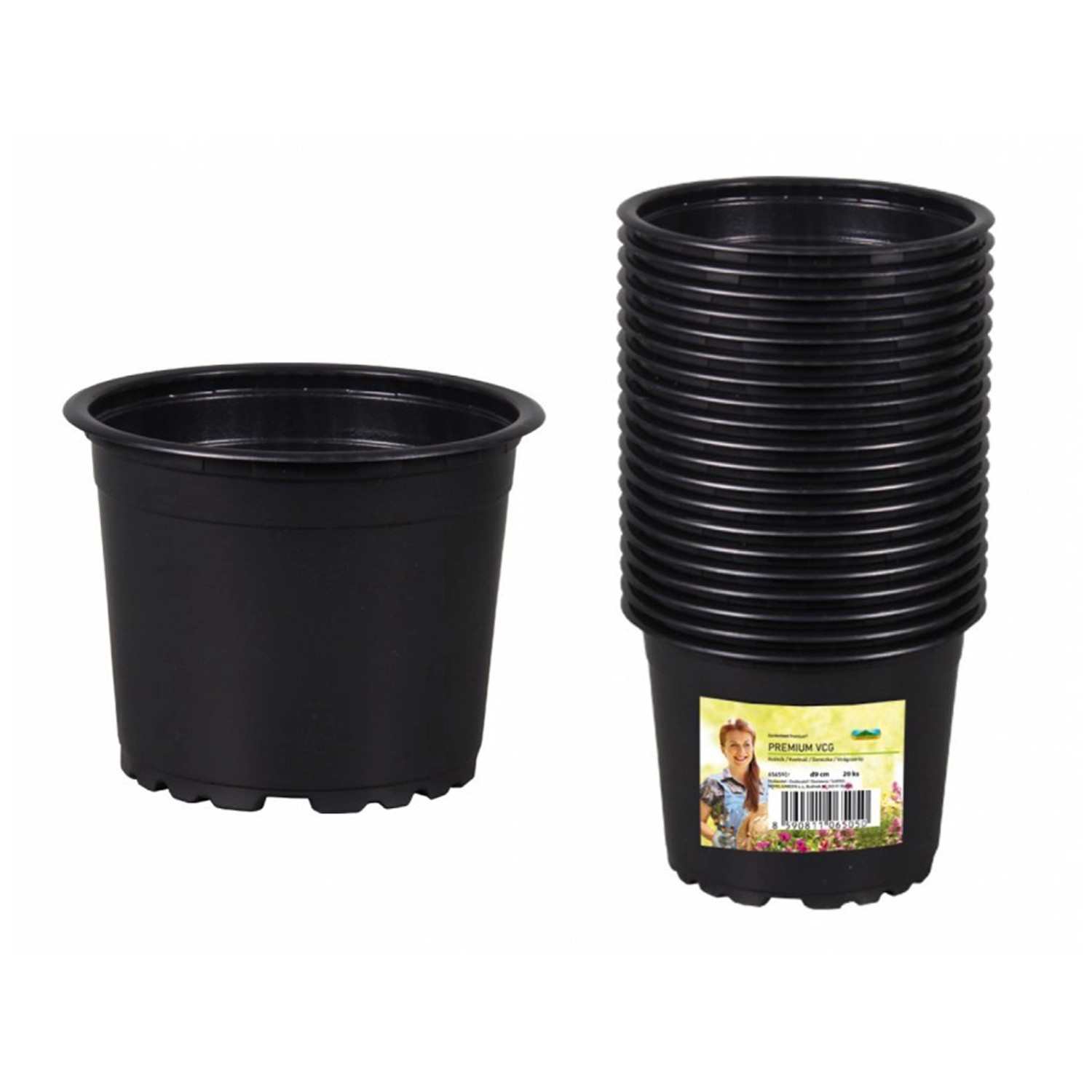 Květináč odlehčený Premium černý, průměr 9 cm