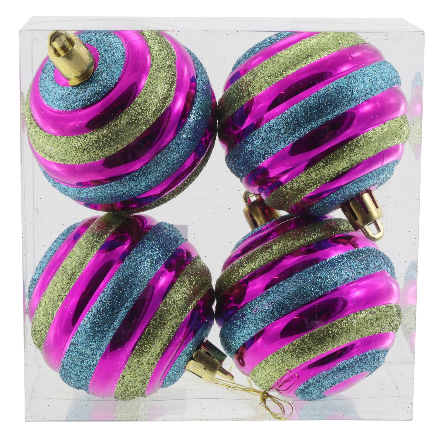 Koule plastové na vánoční stromeček, pestré, pr. 6 cm, 4 ks