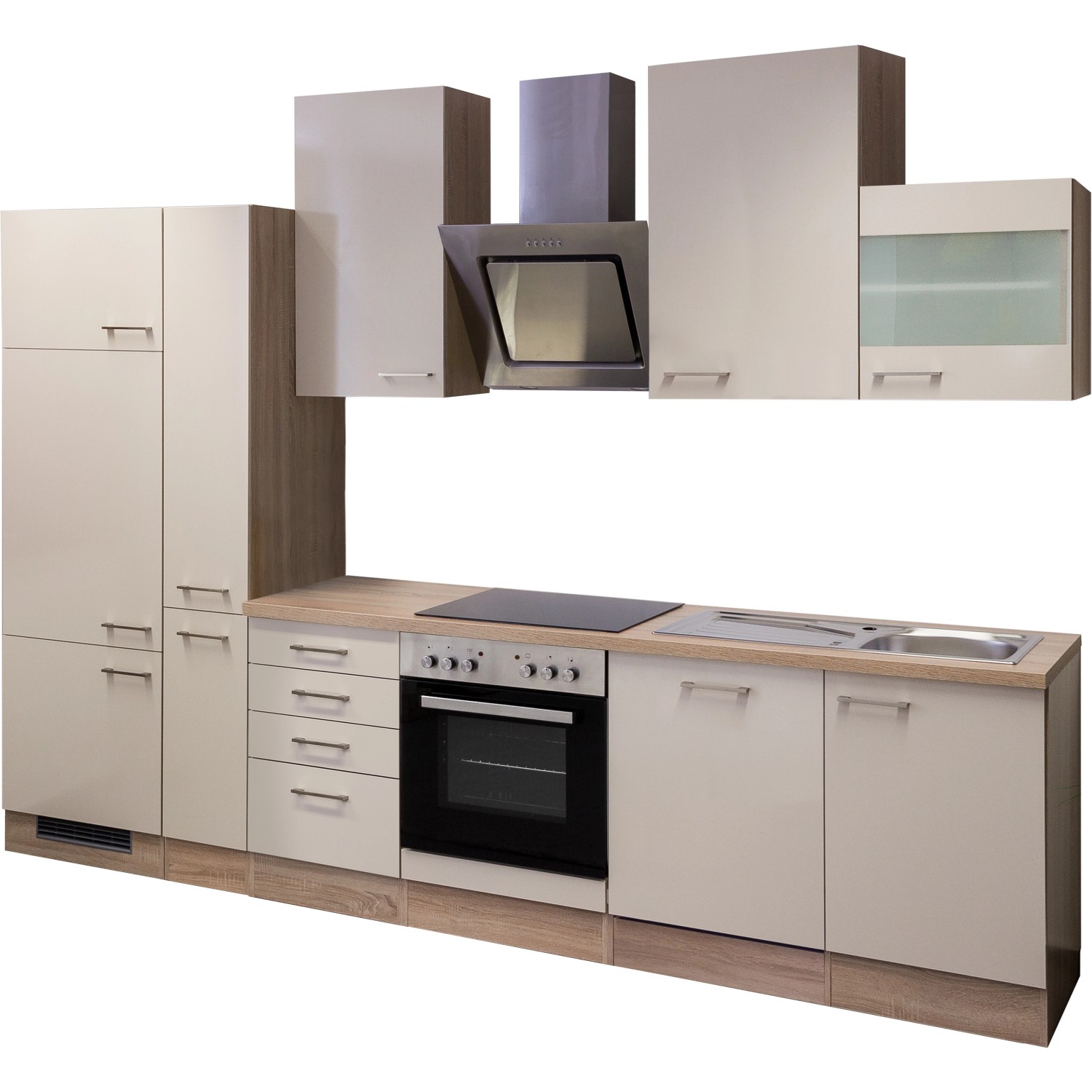 Flex-Well Kuchyně Orlando 310 cm/typ 3-lednice/trouba/varná deska/digestoř/myčka