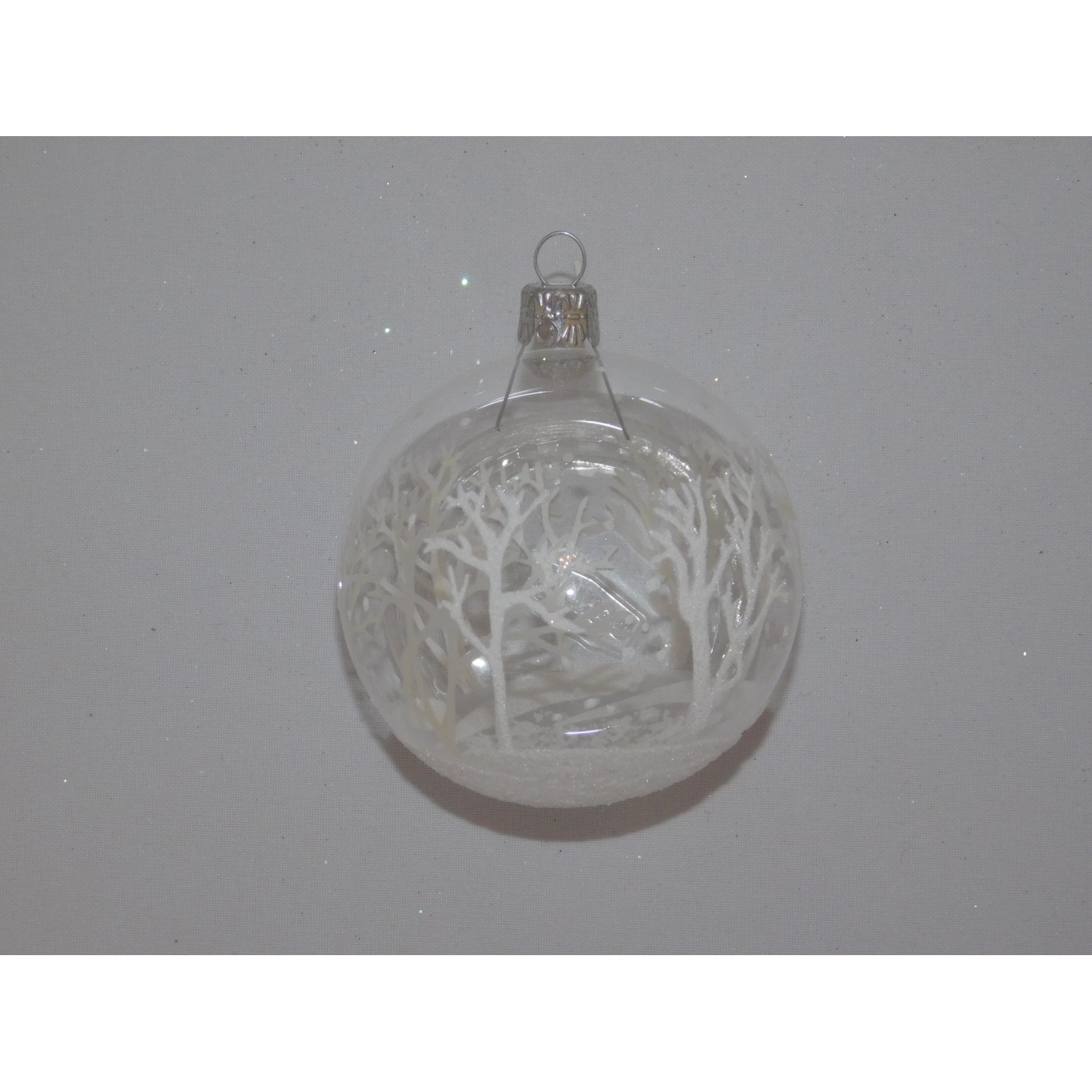 Ornex Skleněná vánoční ozdoba čirá se stromky pr. 8 cm