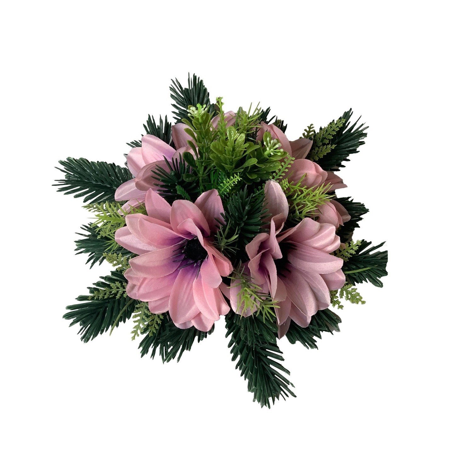 M.A.T. Podzimní dušičkové aranžmá z umělých květin světle růžové pr. 28 cm