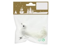 GEROMA Polystyrenová vánoční ozdoba ptáček na klipu bílý 12 cm, 1 ks