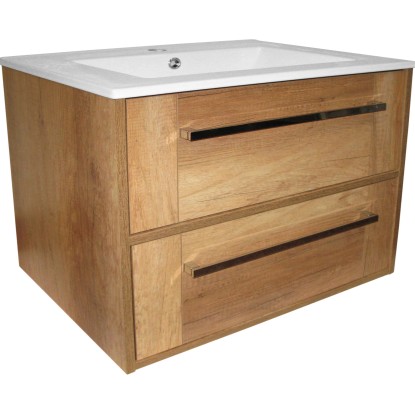 A-Interiéry Koupelnová skříňka s keramickým umyvadlem Valmont 80, dub country