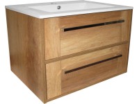 A-Interiéry Koupelnová skříňka s keramickým umyvadlem Valmont 80, dub country